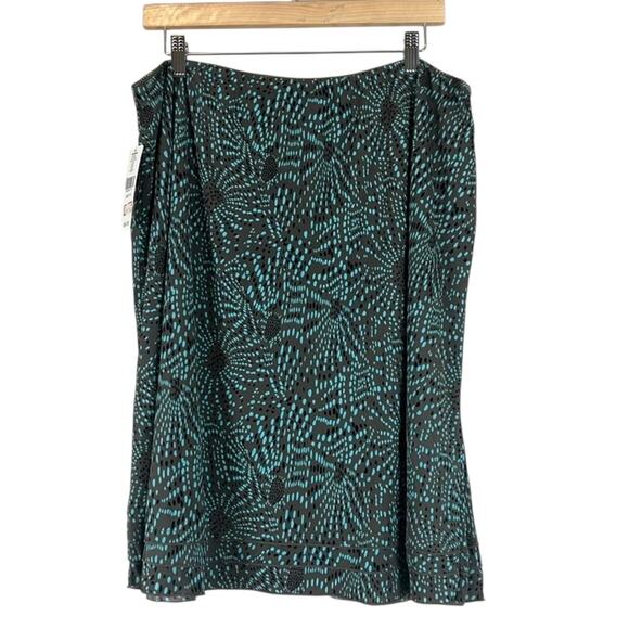 NWT I.E. Knee Length Skirt Brown Blue Abstract Polka Dot Lightweight Eclectic - Picture 1 of 3